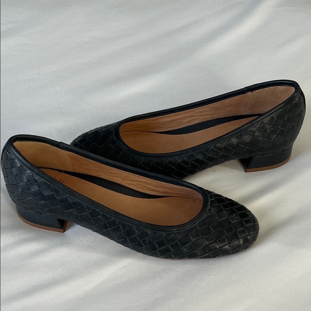 Brioso Blue Woven Leather Mera Flats
